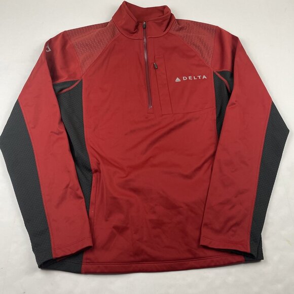 Lands End Delta Jacket Men’s S (34-36) Dark Red 1/4 Zip Softshell Ramp Polyester - Picture 1 of 10